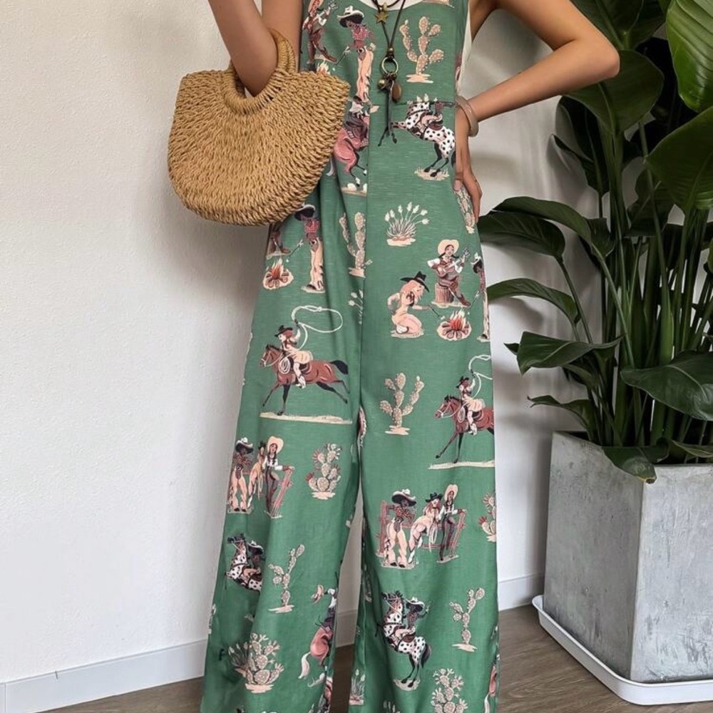 Green Horses Relaxed Fit Women's Jumpsuit